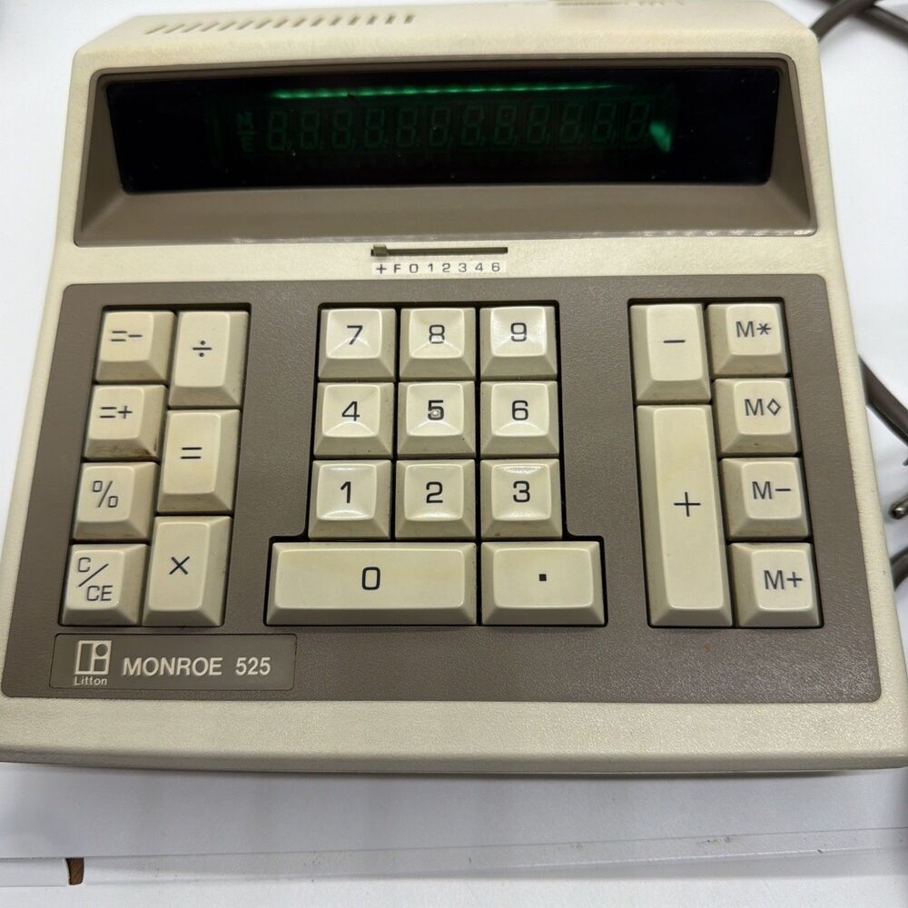 Vintage Monroe 525 Litton Electronic Desktop Calculator W/ Powered Cord